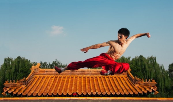 Photograph Laura Barisonzi Wushu Roof Jump on One Eyeland