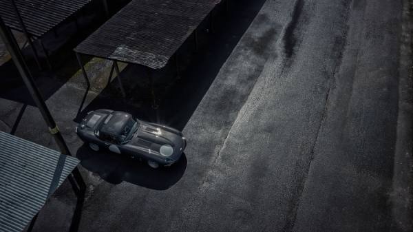 Photograph Nigel Harniman Lightweight Jaguar Etype Overhead on One Eyeland