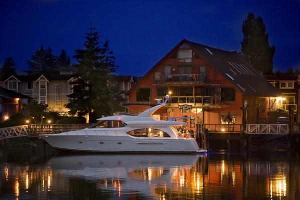 Photograph Richard Steinberger Meridian Yachts 580 Docked on One Eyeland