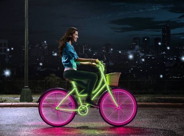 Photograph Diego Arrigoni Neon Bike on One Eyeland