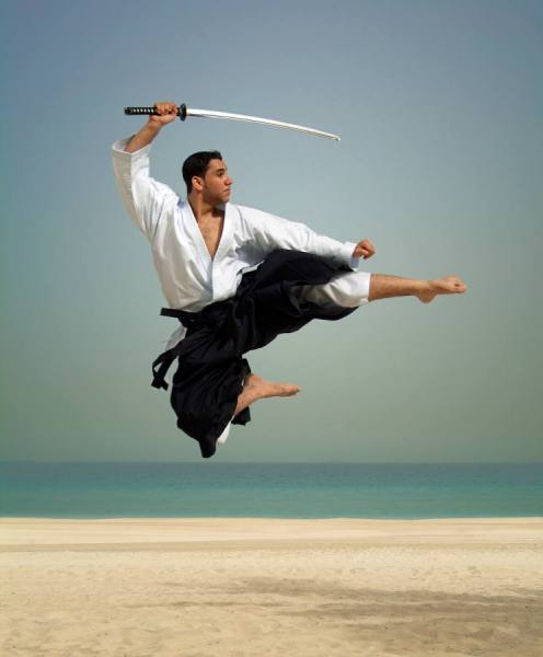 Photograph David Taylorbramley Samurai Swordsman On Beach on One Eyeland