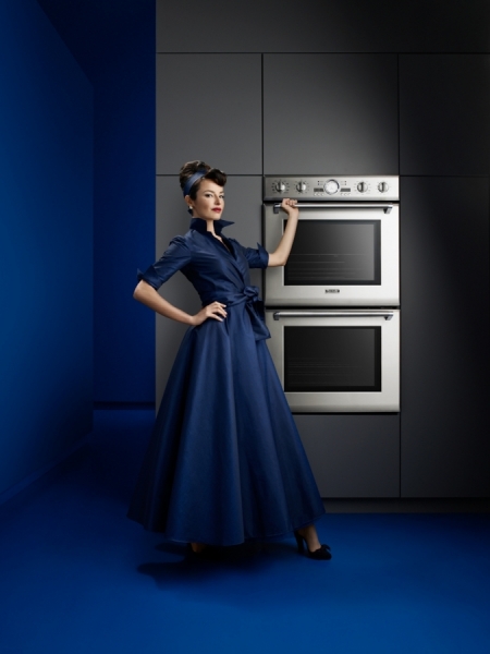 Photograph Stan Musilek Woman In Blue Dress With Sleek Oven on One Eyeland