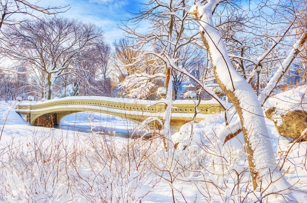 Photograph Mitchell Funk Bow Bridge Snow Central Park on One Eyeland