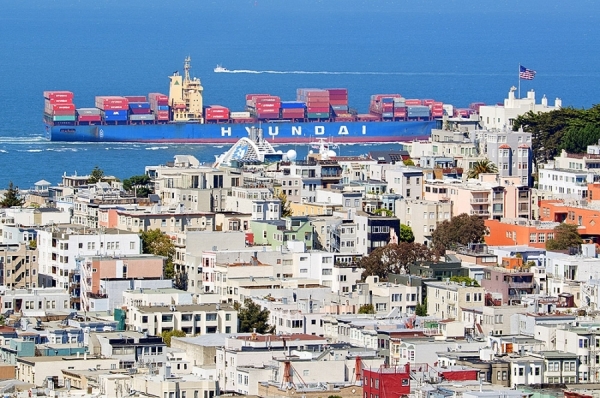 Photograph Mitchell Funk Cargo Ship San Francisco on One Eyeland