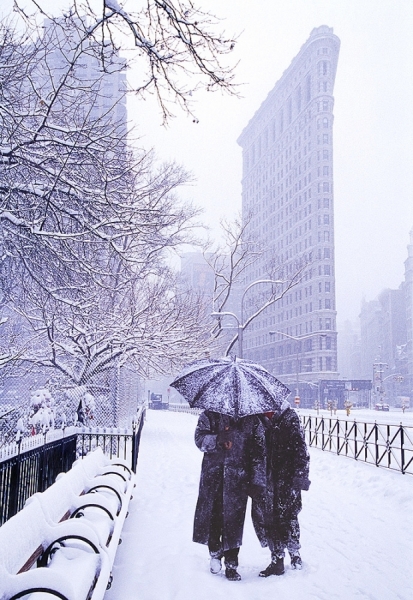 Photograph Mitchell Funk Flatiron Building Snow on One Eyeland
