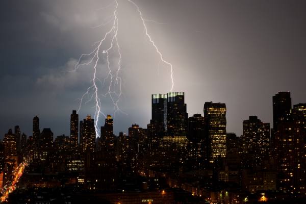 Photograph Craig Kempf Lightning Storm Over Manhattan on One Eyeland