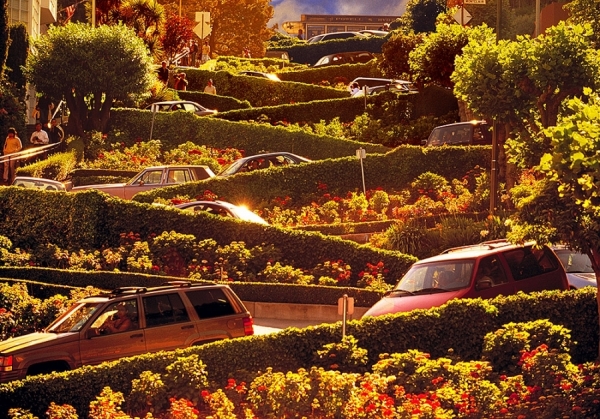 Photograph Mitchell Funk Lombard Street Traffic on One Eyeland