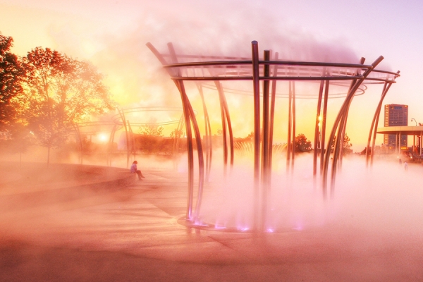 Photograph Larry Hamill Scioto Mile Fountain on One Eyeland
