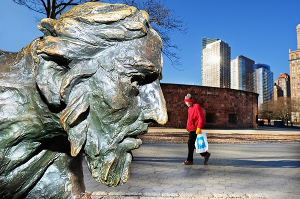 Photograph Mitchell Funk Statue Head on One Eyeland