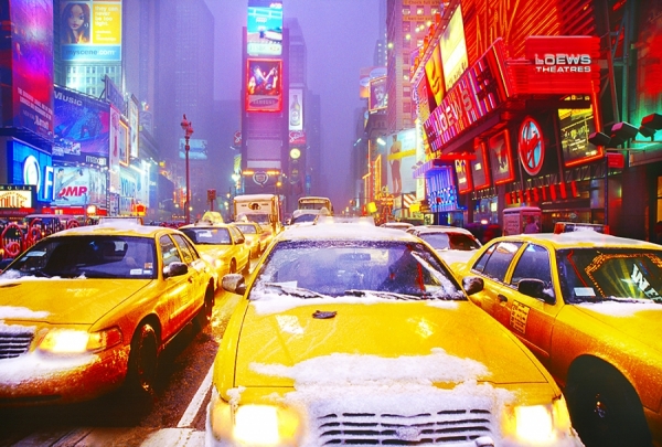 Photograph Mitchell Funk Yellow Taxis on One Eyeland