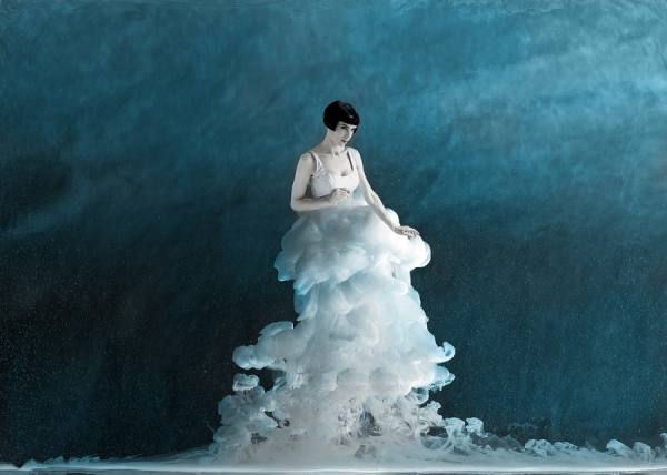 Photograph Ann Cutting Liquid Dress on One Eyeland