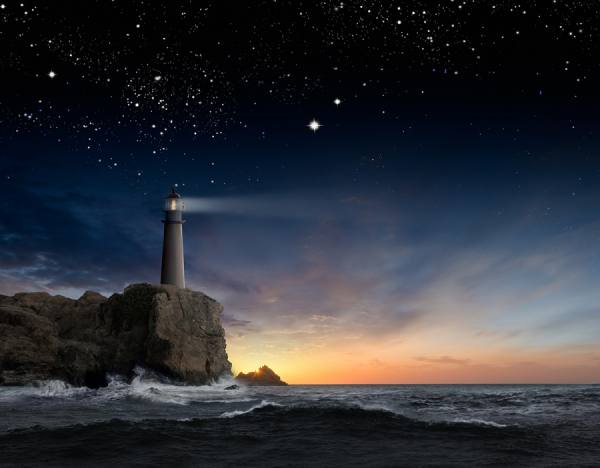 Photograph John Lund Twilight Lighthouse on One Eyeland