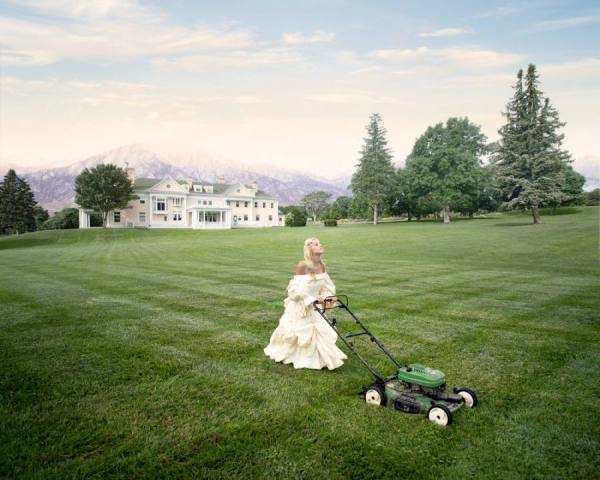 Photograph William Huber Bride Mowing The Mansion on One Eyeland
