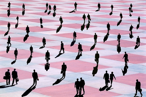 Photograph Mitchell Funk Business People Walking on One Eyeland