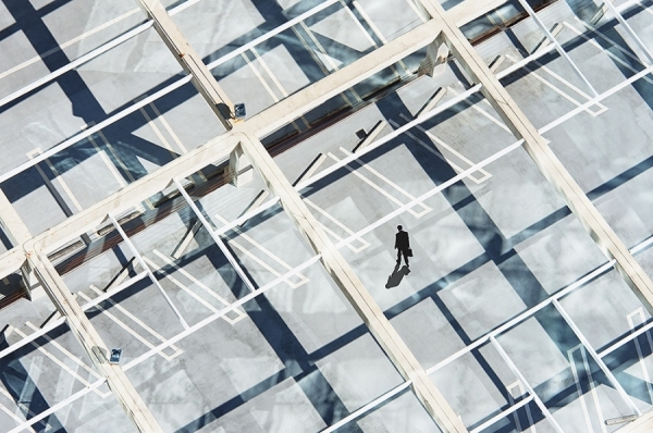Photograph Mitchell Funk High View Of Parking Lot on One Eyeland