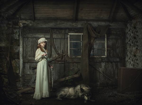 Photograph Lee Howell Victorian Cild With Wolf on One Eyeland