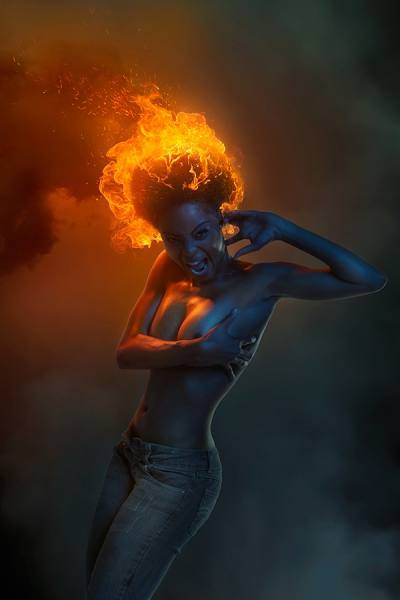 Photograph Natan Fox Woman Fire on One Eyeland
