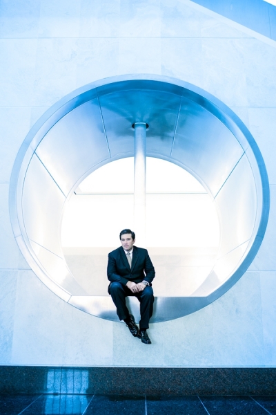 Photograph Robert Houser Business Executive Portrait In A Circular Fountain on One Eyeland