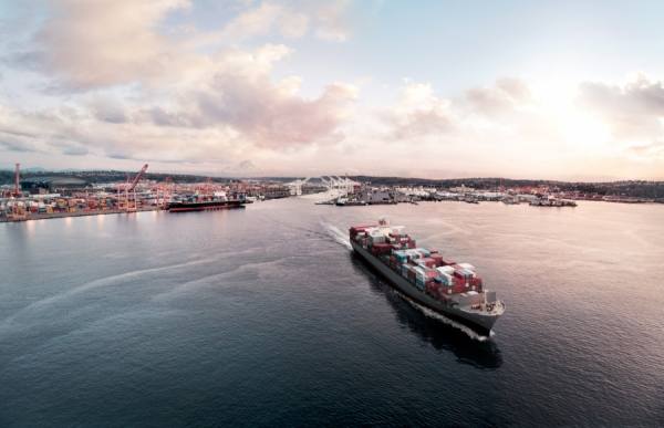 Photograph Nick Hall Cargo Ship Seattle on One Eyeland