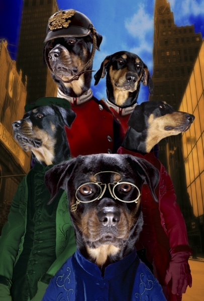 Photograph Colin Thomas Dogs With Hands on One Eyeland