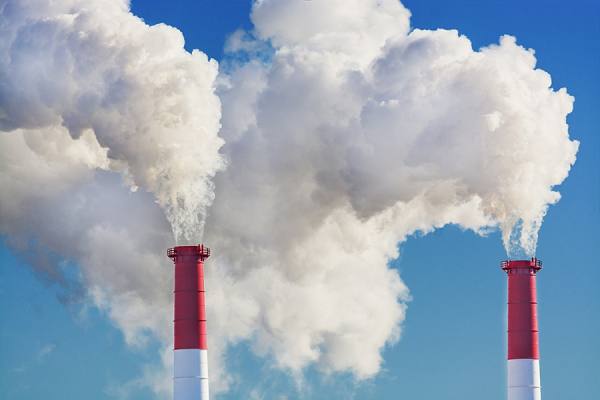Photograph Mitchell Funk Two Red Smokestack on One Eyeland