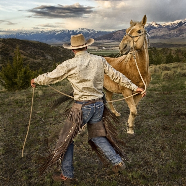 Photograph Jim Powell Cowboy Rope Horse on One Eyeland