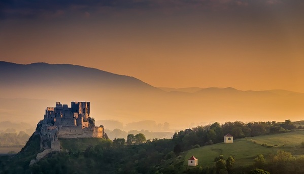 Photograph Lubos Balazovic Foggy Sunrise At Beckov Castle on One Eyeland