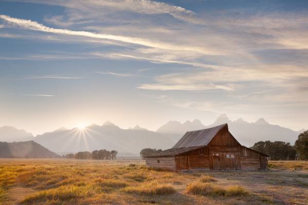Photograph Eric Prine Barn And Tetons on One Eyeland