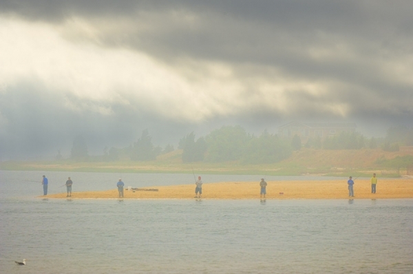 Photograph Mitchell Funk Fishing On Foggy Beach on One Eyeland
