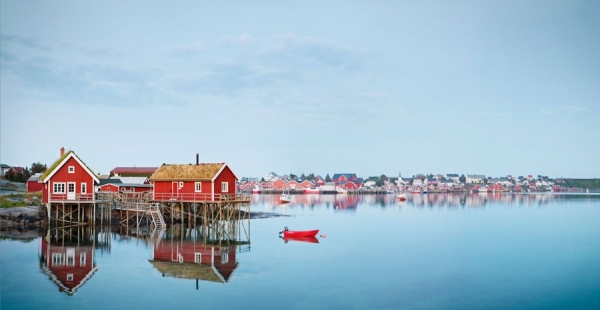Photograph Caterina Bernardi Lofoten Red Houses on One Eyeland