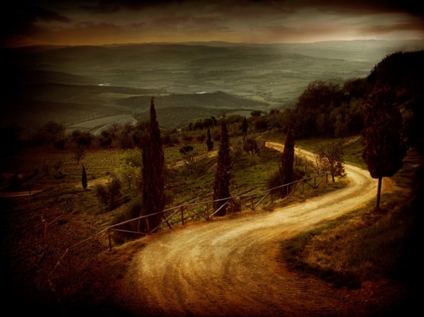 Photograph Jimmy Williams Winding Road Montalcino Tuscany on One Eyeland