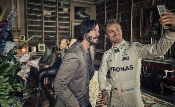 Photograph Nigel Harniman Keanu Reeves And Nico Rosberg Selfie on One Eyeland