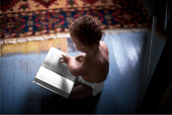 Photograph Jim Erickson Baby With Book on One Eyeland