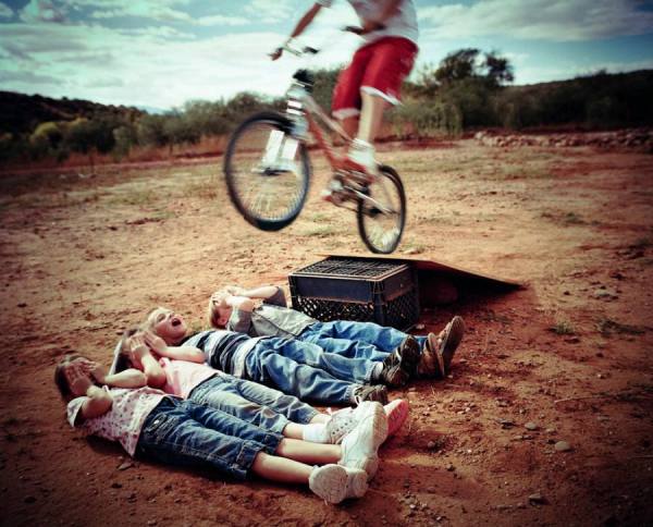 Photograph Tim Hale Bike Jump on One Eyeland
