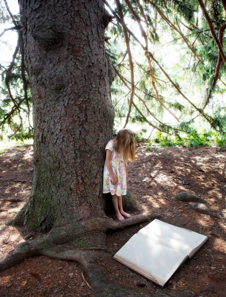 Photograph William Huber Girl Reading In The Woods on One Eyeland