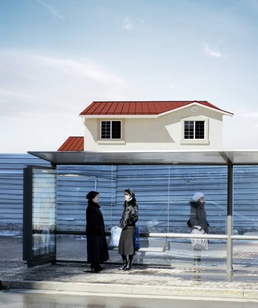 Photograph William Huber Astana Bus Stop on One Eyeland