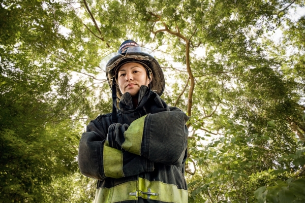 Photograph Robert Houser Female Firefighter on One Eyeland