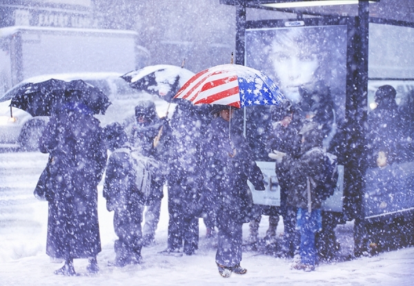Photograph Mitchell Funk Umbrellas In The Snow on One Eyeland