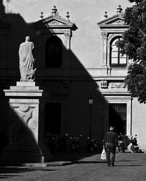 Photograph Eugenia Kyriakopoulou In The Shadow Of A Statue on One Eyeland