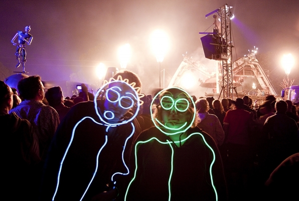 Photograph Roger Cracknell Luminious People Arcadia Glastonbury Festival Uk on One Eyeland