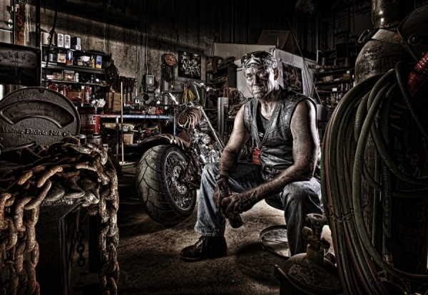 Photograph Jim Gallop Biker Jac on One Eyeland