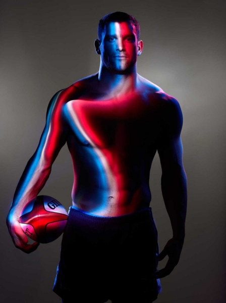 Photograph Atton Conrad Light Painted Harlequin Rugby Players on One Eyeland