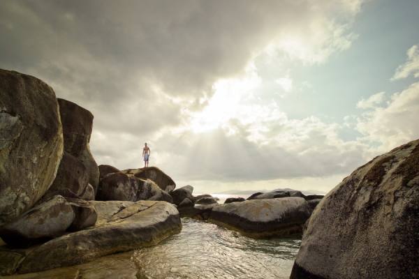 Photograph Eric Prine Man On Boulders on One Eyeland