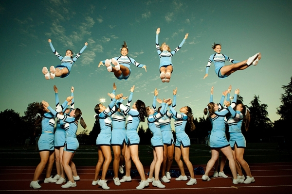 Photograph Jim Hughes Corvallis High Cheerleaders on One Eyeland