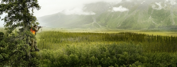 Photograph Simon Stock Hunter In Tree Stand  Yukon on One Eyeland