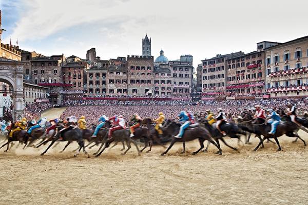 Photograph Matteo Castelli Palio Of Siena Horse Race In Campo Square on One Eyeland