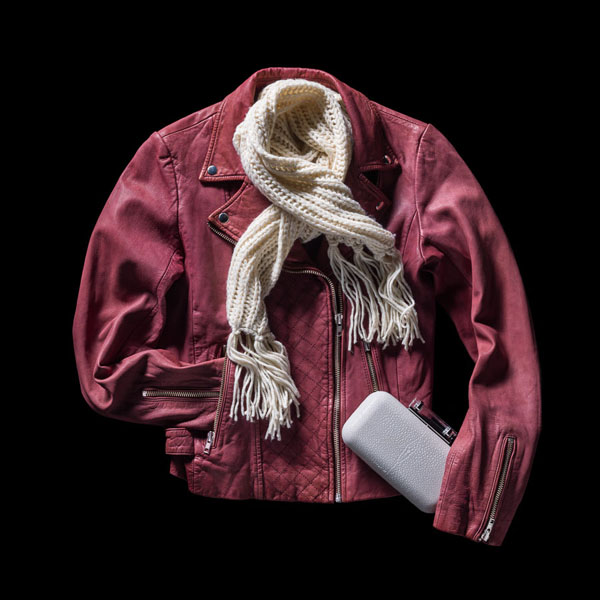 Photograph Kerry Mansfield Raspberry Leather Jacket on One Eyeland