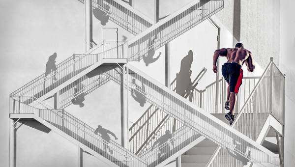 Photograph George Kamper Running Stairs on One Eyeland