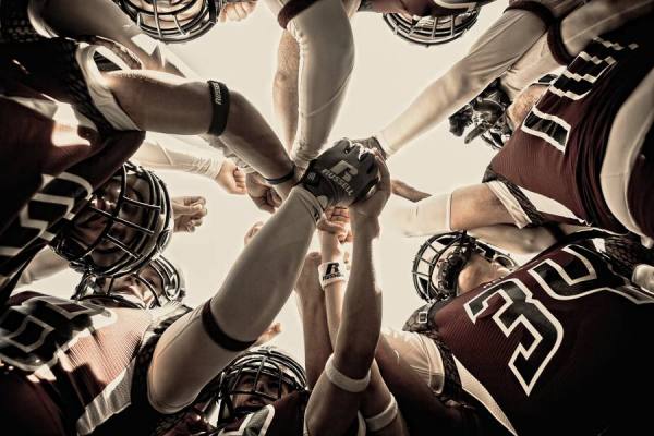 Photograph Andy Mahr Russell Athletics Huddle on One Eyeland