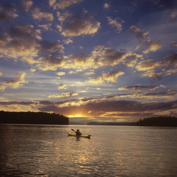 Photograph Chip Henderson Sunset Kayaker on One Eyeland